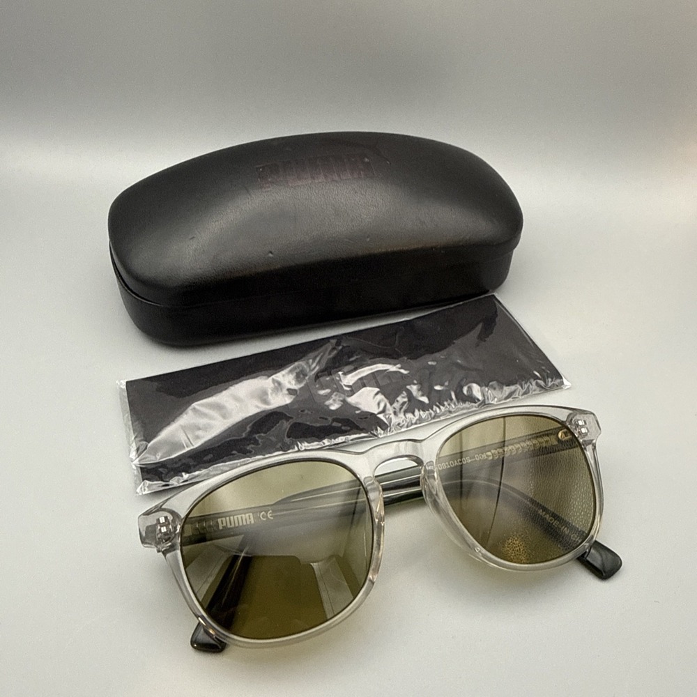 PUMA AUTHENTIC GREEN ROUND SUNGLASSES -FRAMES ONLY-50/20-140 INCLUDES CASE/CLOTH